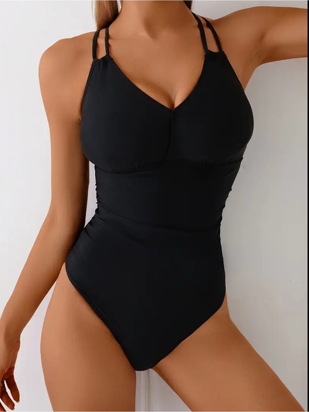 NEW Women’s Black Strappy One-Piece Swimsuit, Women’s Swimwear Size XL